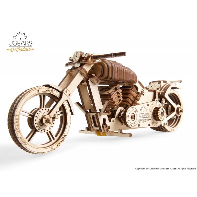 Modello di Moto Custom Bike VM-02 in legno da assemblare Ugears