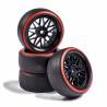 Carson Treno gomme Drift 1/10 On-Road Confezione da 4 pezzi montati su Cerchi Nero / Rosso (art. 500900157)