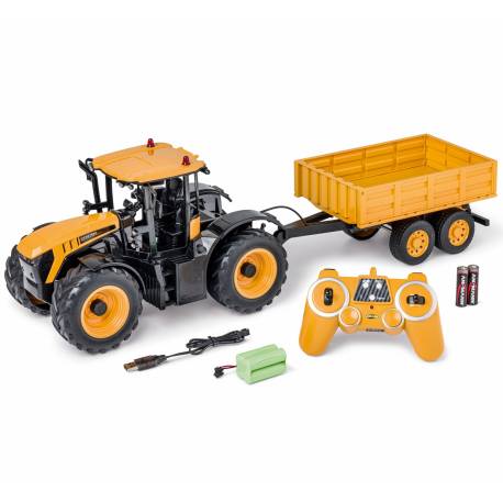 Carson Trattore Agricolo Radiocomandato JCB scala 1/16 con Rimorchio Versione 100% RTR pronto all'uso (art. 500907654)